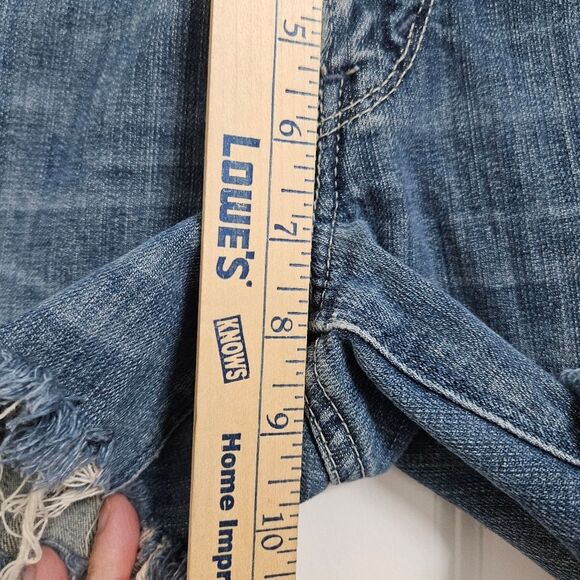 Levi's Cut Off Denim Jean Shorts Junior 5 (28x3) Blue Distressed Hippie Low-Rise - Picture 5 of 8